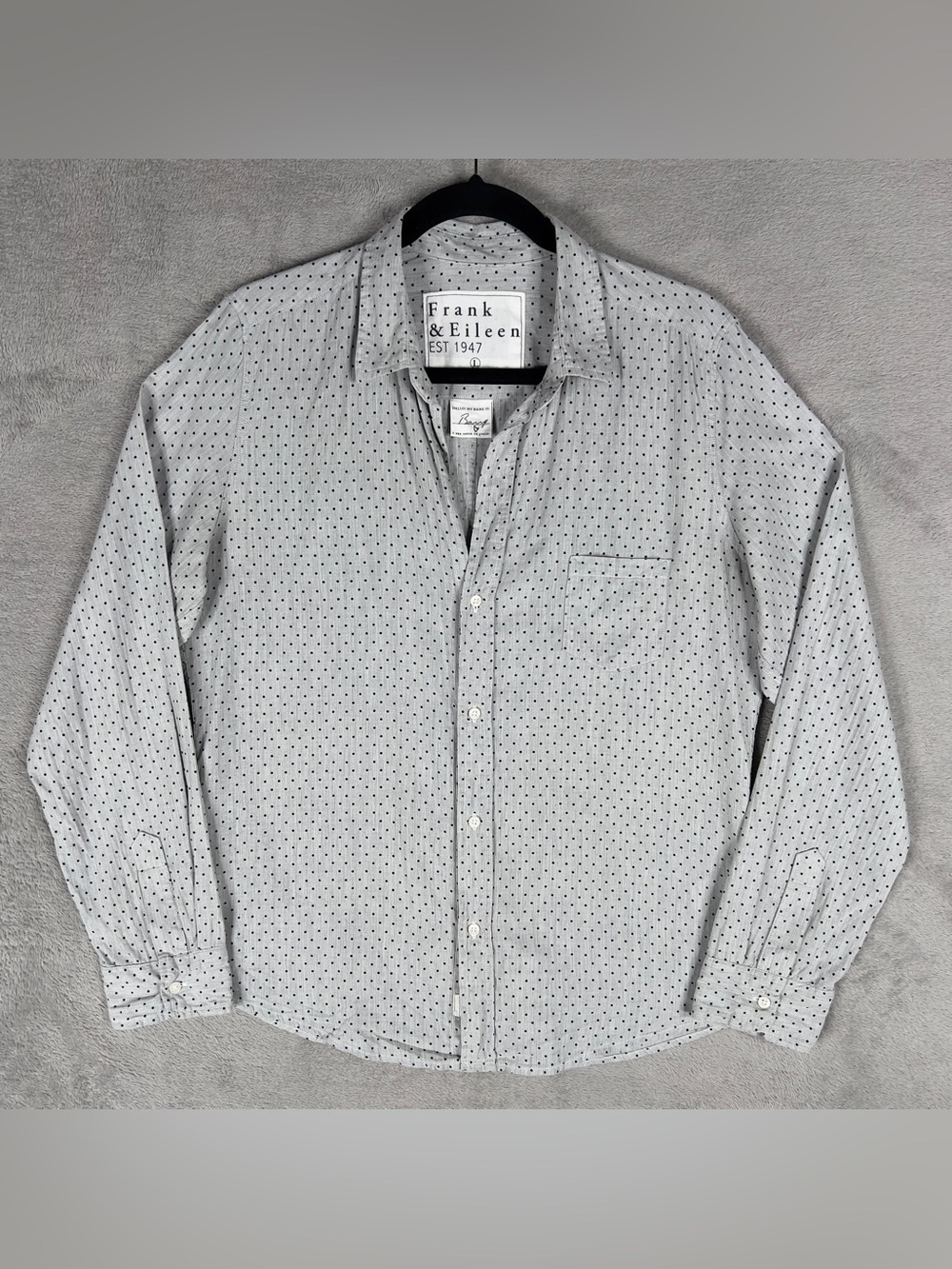 Frank & Eileen Barry‎ Shirt Women's Large Button-Up Gray Polka Dot 100% Cotton